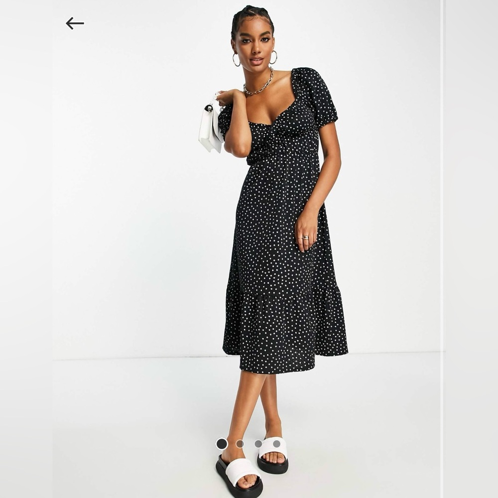 ASOS Design midi V-neck polka dot dress Size Large - US10